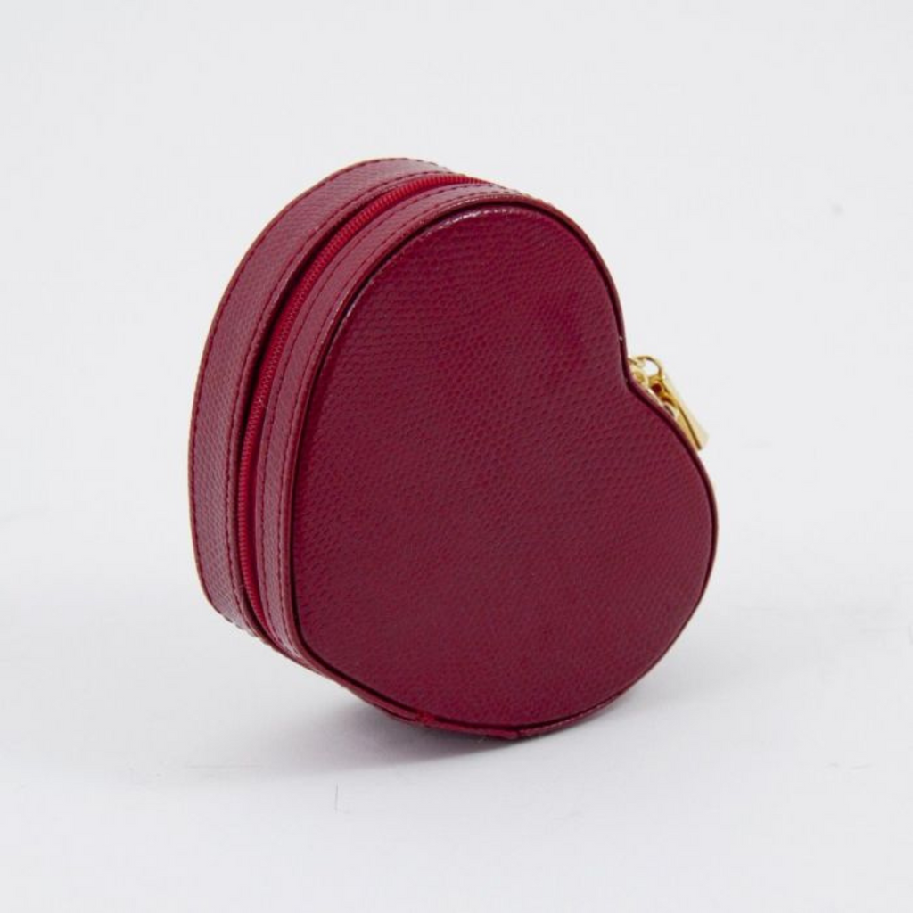 Red Leather Heart Shaped Jewelry Box - The Well Appointed House