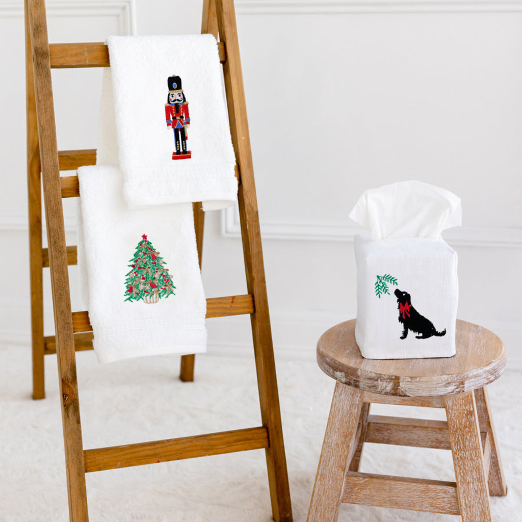 Red and Green Terry Christmas Tree Guest Towel - The Well Appointed House 
