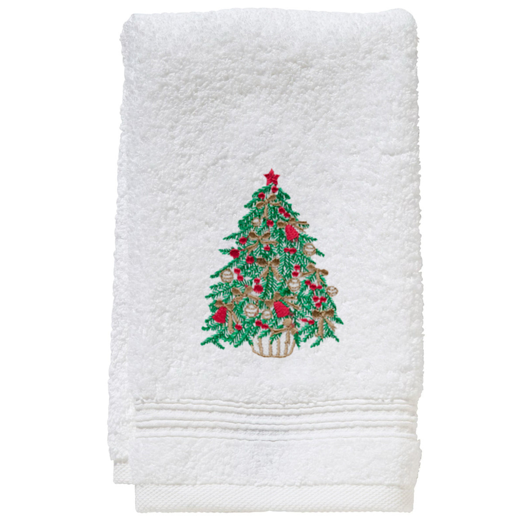 Red and Green Terry Christmas Tree Guest Towel - The Well Appointed House 