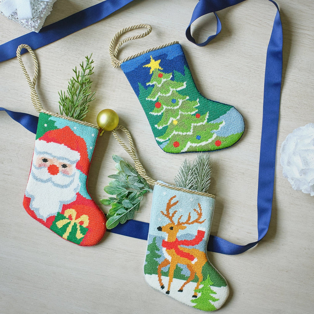 Reindeer Embroidered Mini Stocking - The Well Appointed House 