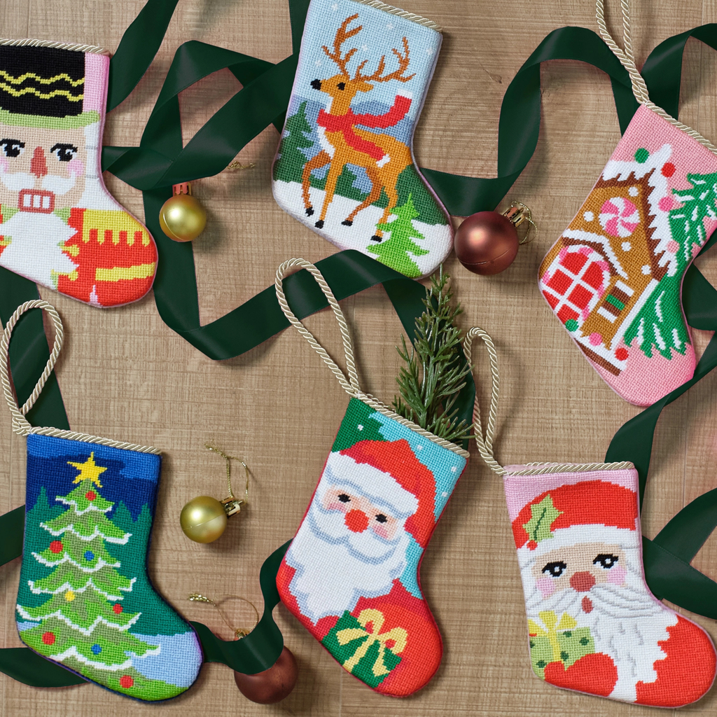 Reindeer Embroidered Mini Stocking - The Well Appointed House 