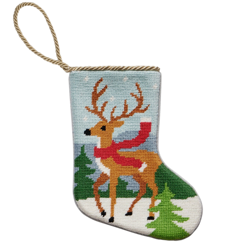 Reindeer Embroidered Mini Stocking - The Well Appointed House 