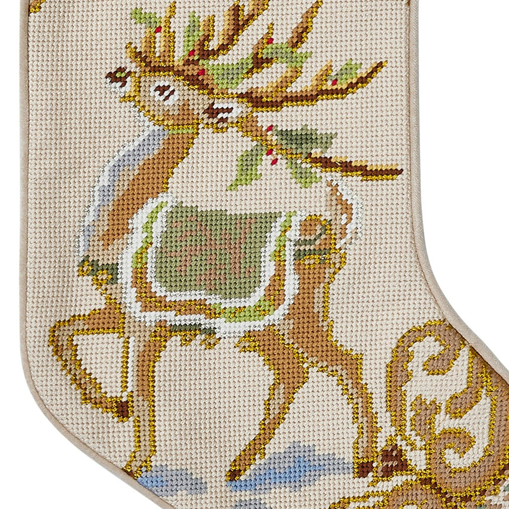 Reindeer Embroidered Stocking - The Well Appointed House