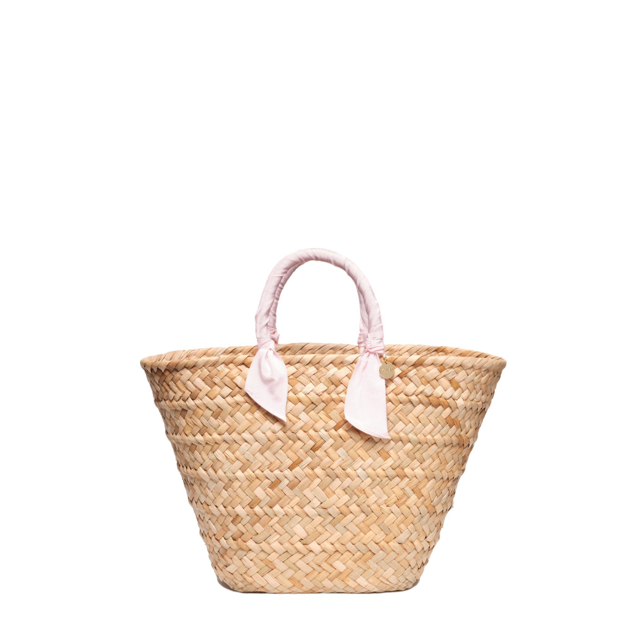 Rosie Woven Straw Ribbon-Handle Tote in Baby Pink – The Well