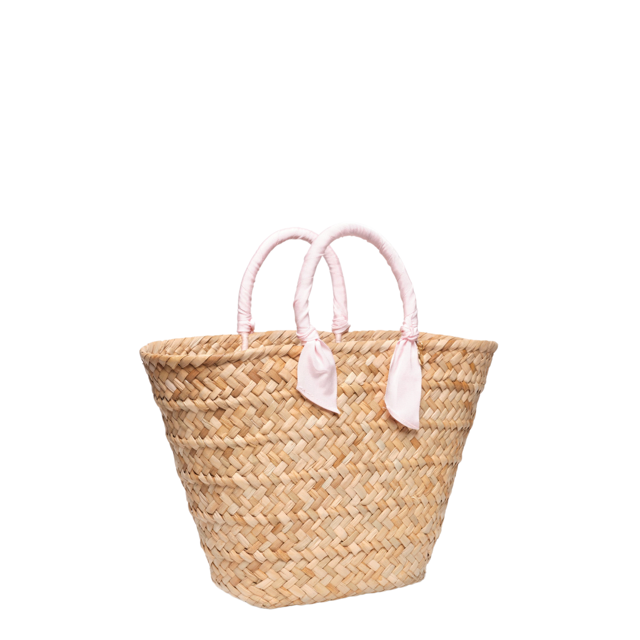 Rosie Woven Straw Ribbon-Handle Tote in Baby Pink – The Well