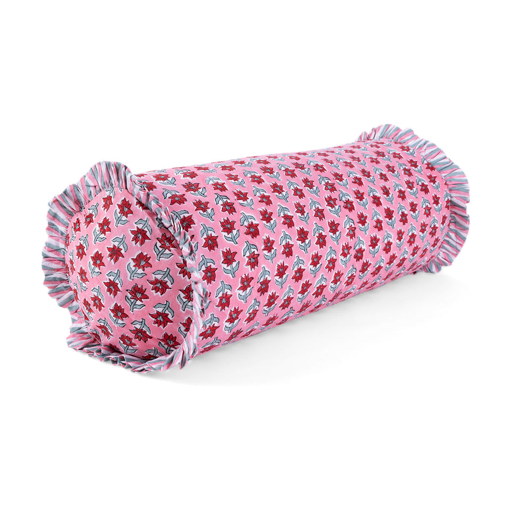 Ruffle Bolster Pillow in Sabrina - The Well Apppinted House