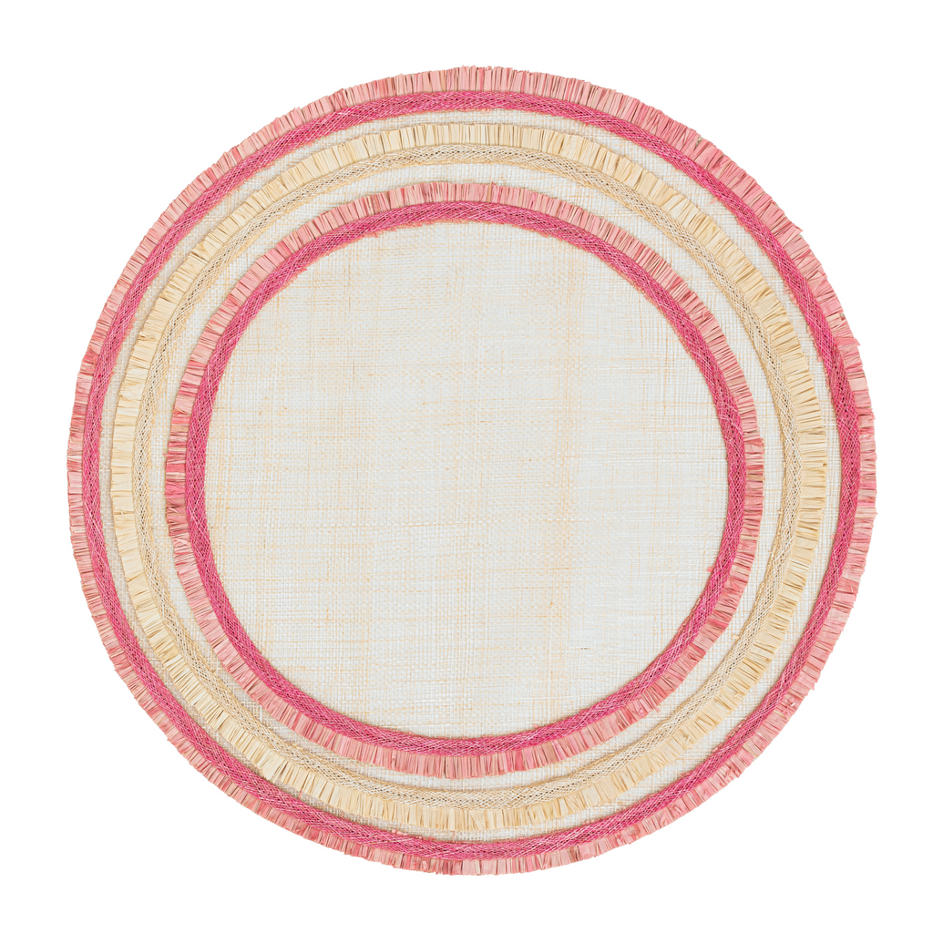 Ruffle Edge Straw Placemat, Pink, Set of Four - The Well Appointed House