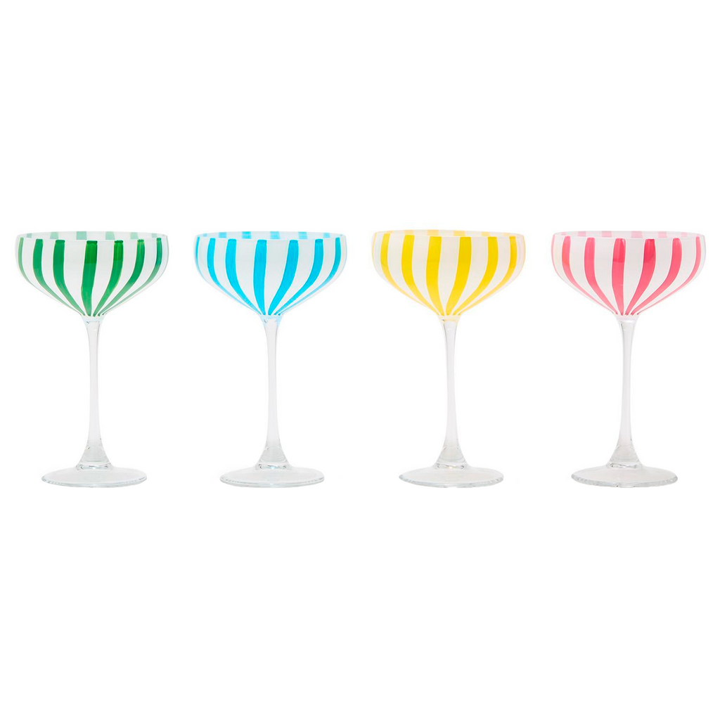 S4 Stripe Hand-Painted Coupe Glass Incl 4 Colors - The Well Appointed House