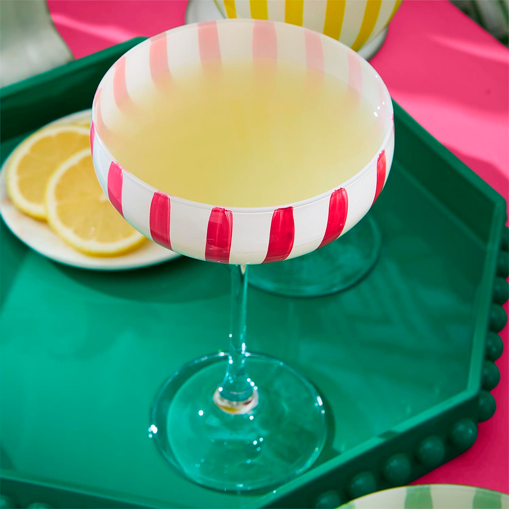 S4 Stripe Hand-Painted Coupe Glass Incl 4 Colors - The Well Appointed House