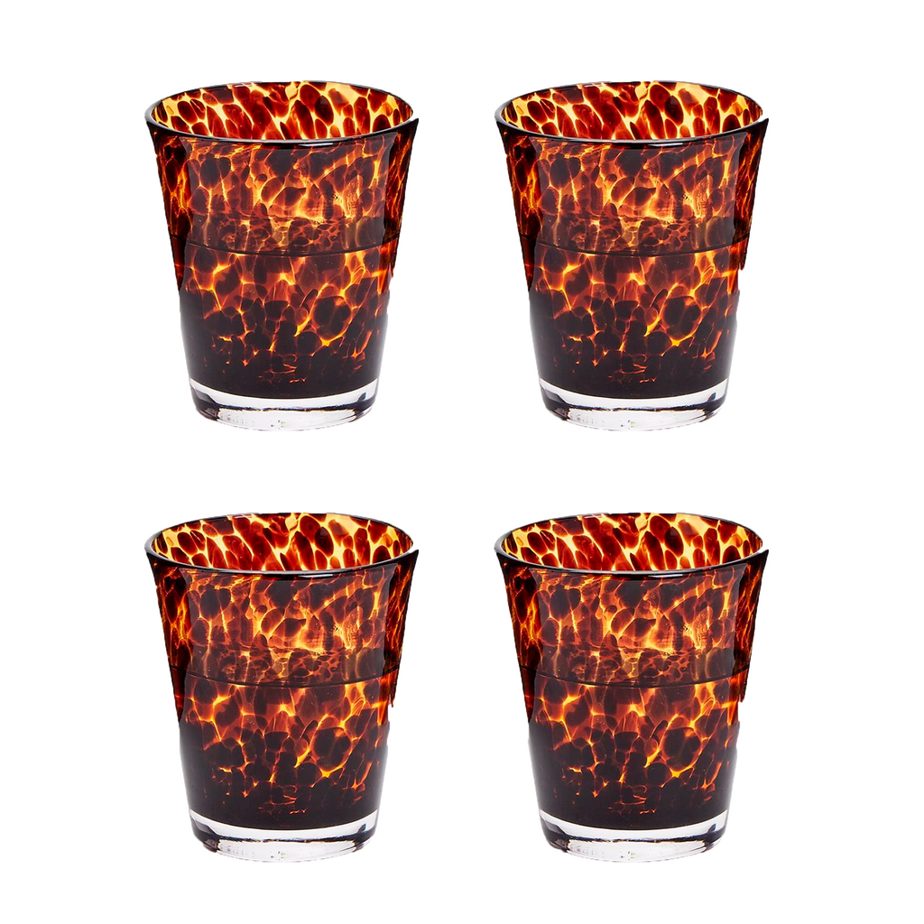 S4 Tortoise Print Double Old Fashion Glass - The Well Appointed House