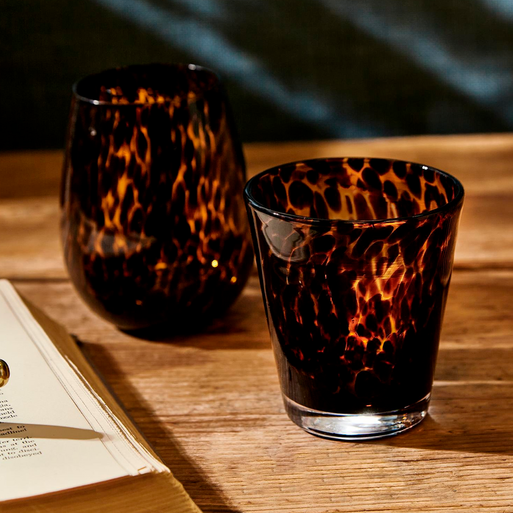 S4 Tortoise Print Double Old Fashion Glass - The Well Appointed House