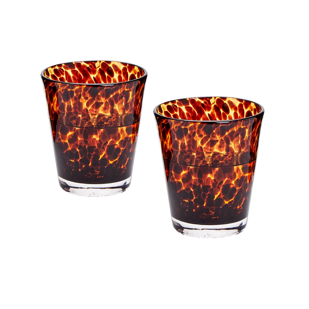 S4 Tortoise Print Double Old Fashion Glass - The Well Appointed House