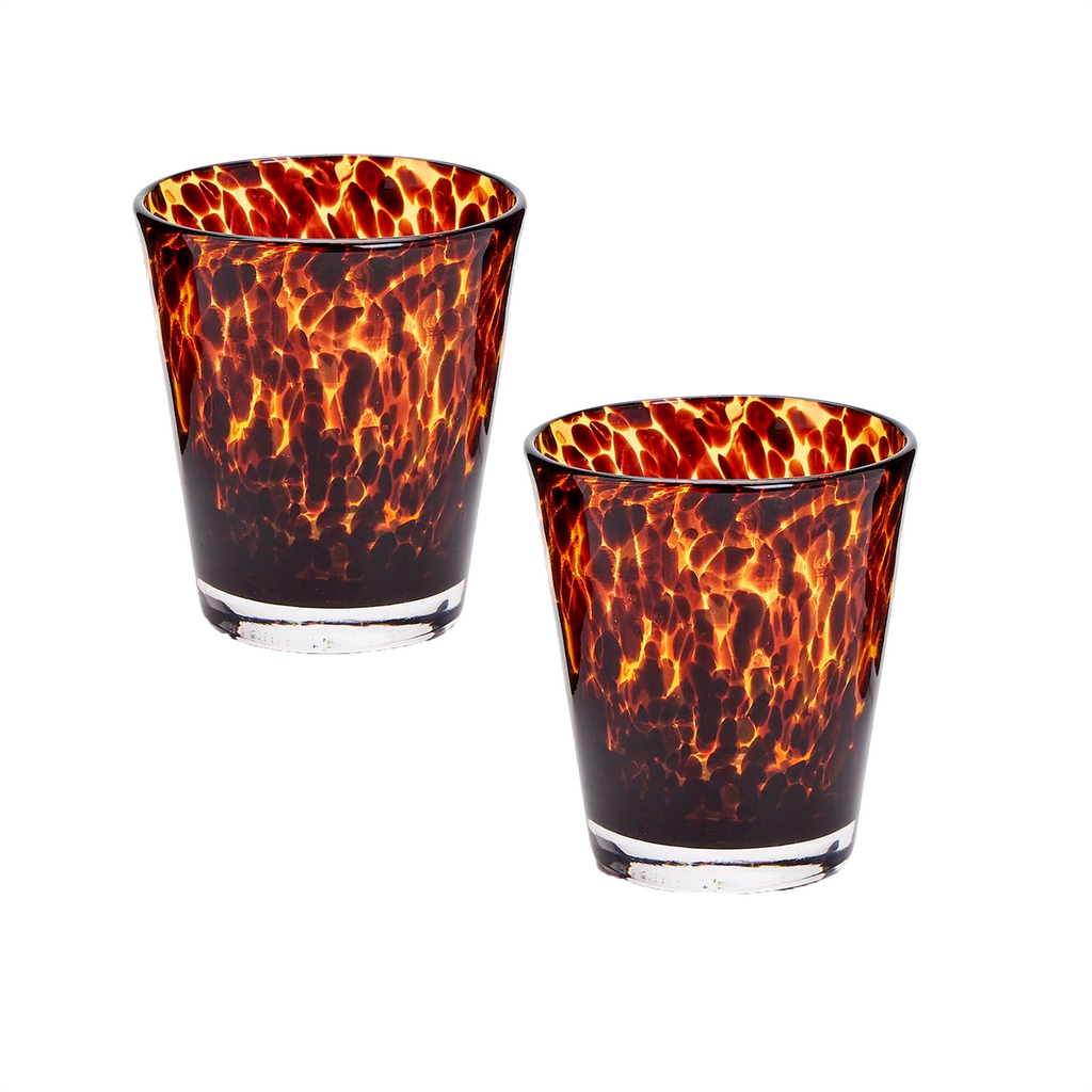 S4 Tortoise Print Double Old Fashion Glass - The Well Appointed House