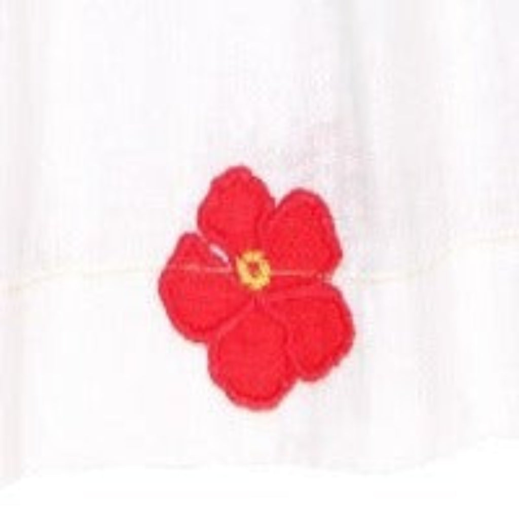 Marley Shoulder Tie Baby Romper Hibiscus Applique - The Well Appointed House