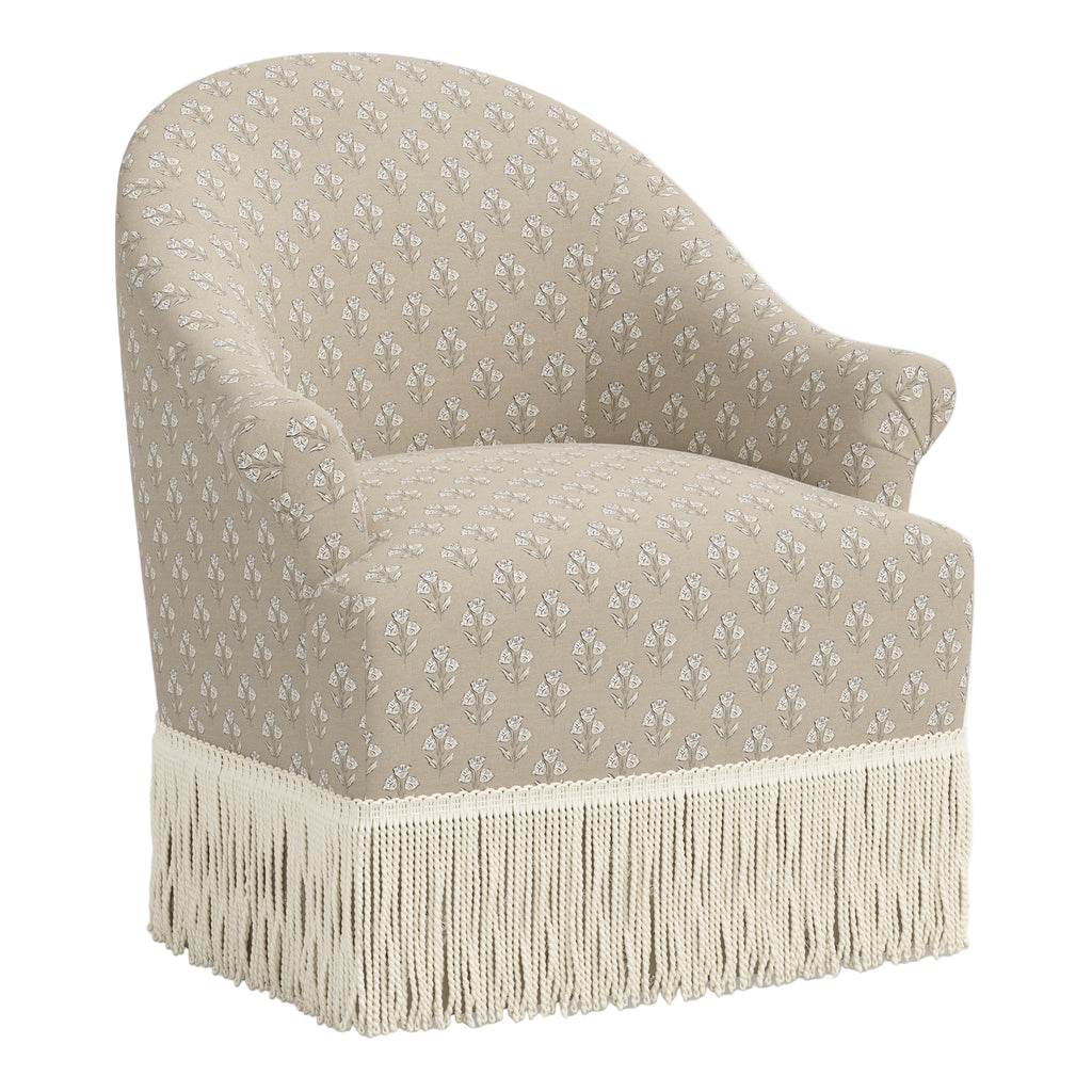 Cecile Fringe Swivel Chair - The Well Appointed House