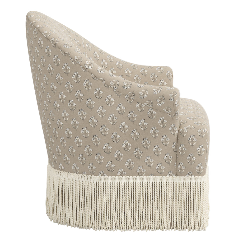 Cecile Fringe Swivel Chair - The Well Appointed House