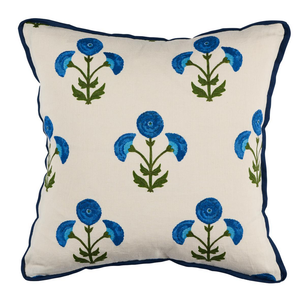 Royal Blue Saranda Flower Throw Pillow - The Well Appointed House