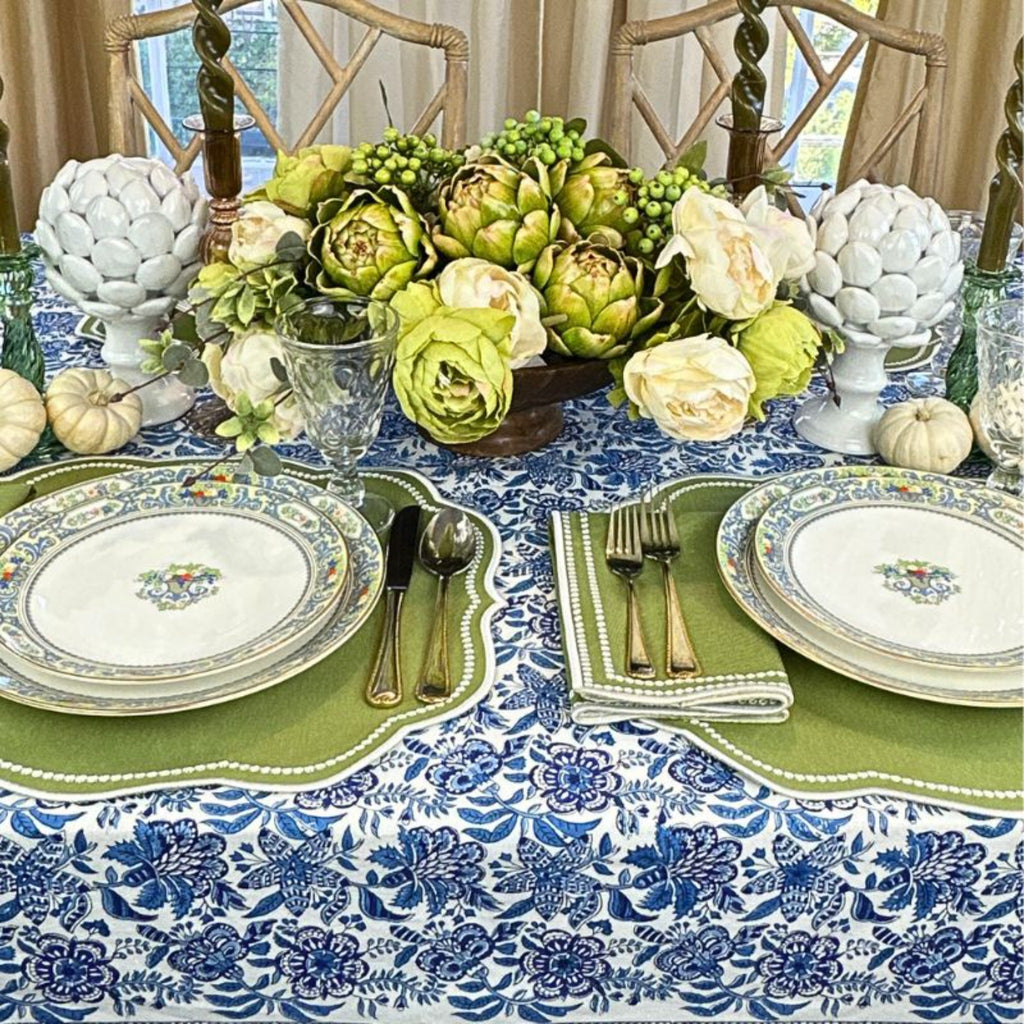 French Country Blue Florals - Tablecloth The Well Appointed House