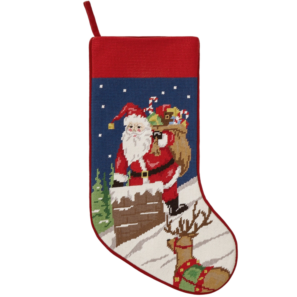 Santa Chimney Embroidered Stocking - The Well Appointed House 
