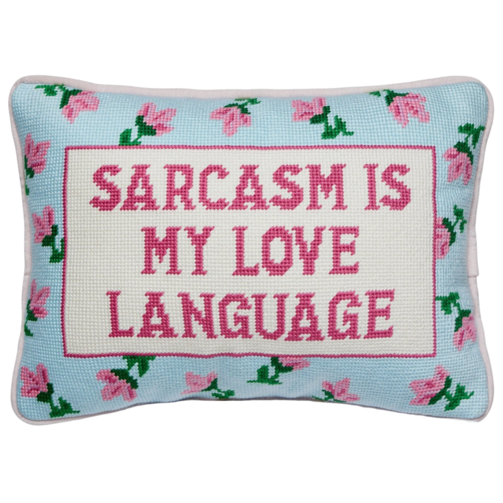 Sarcasm's My Love Embroidered Pillow - The Well Appointed House 