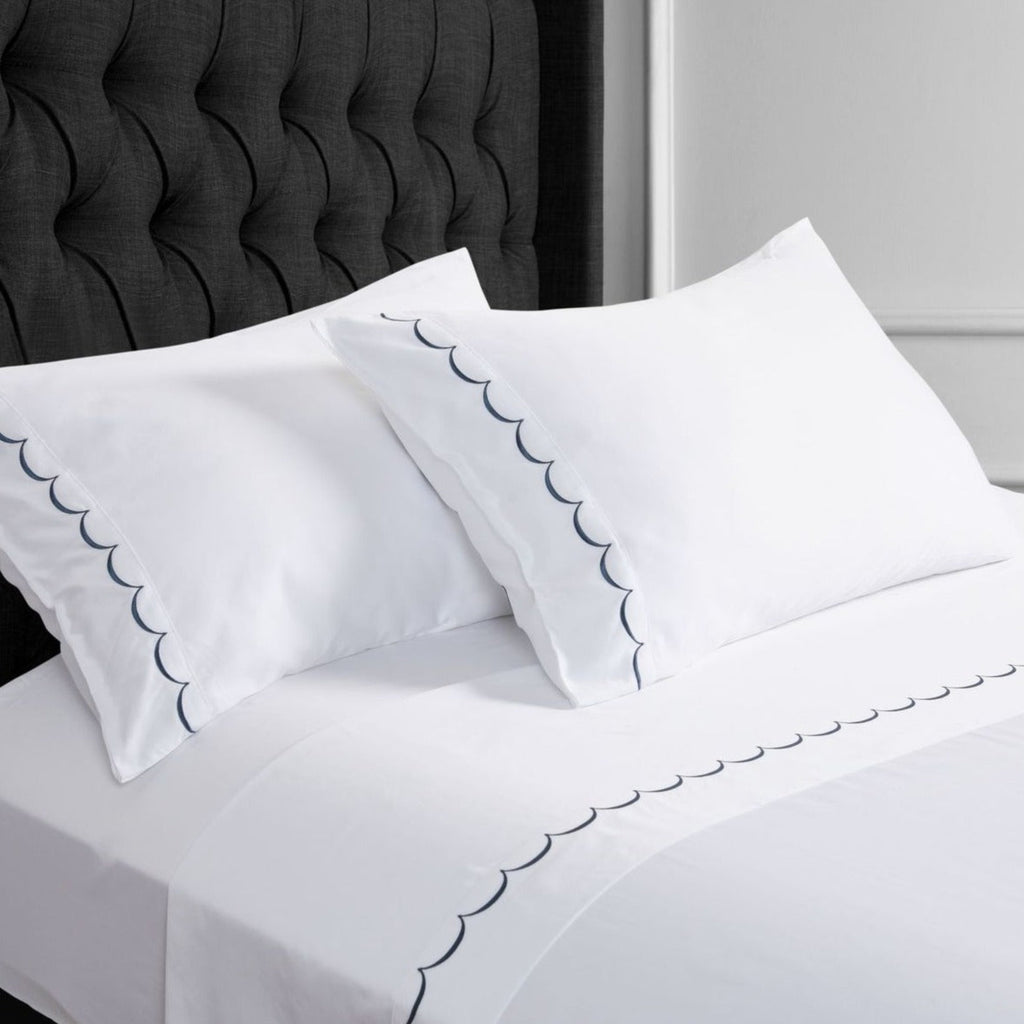 Scallop Embroidered Pillowcase Pairs - The Well Appointed House 