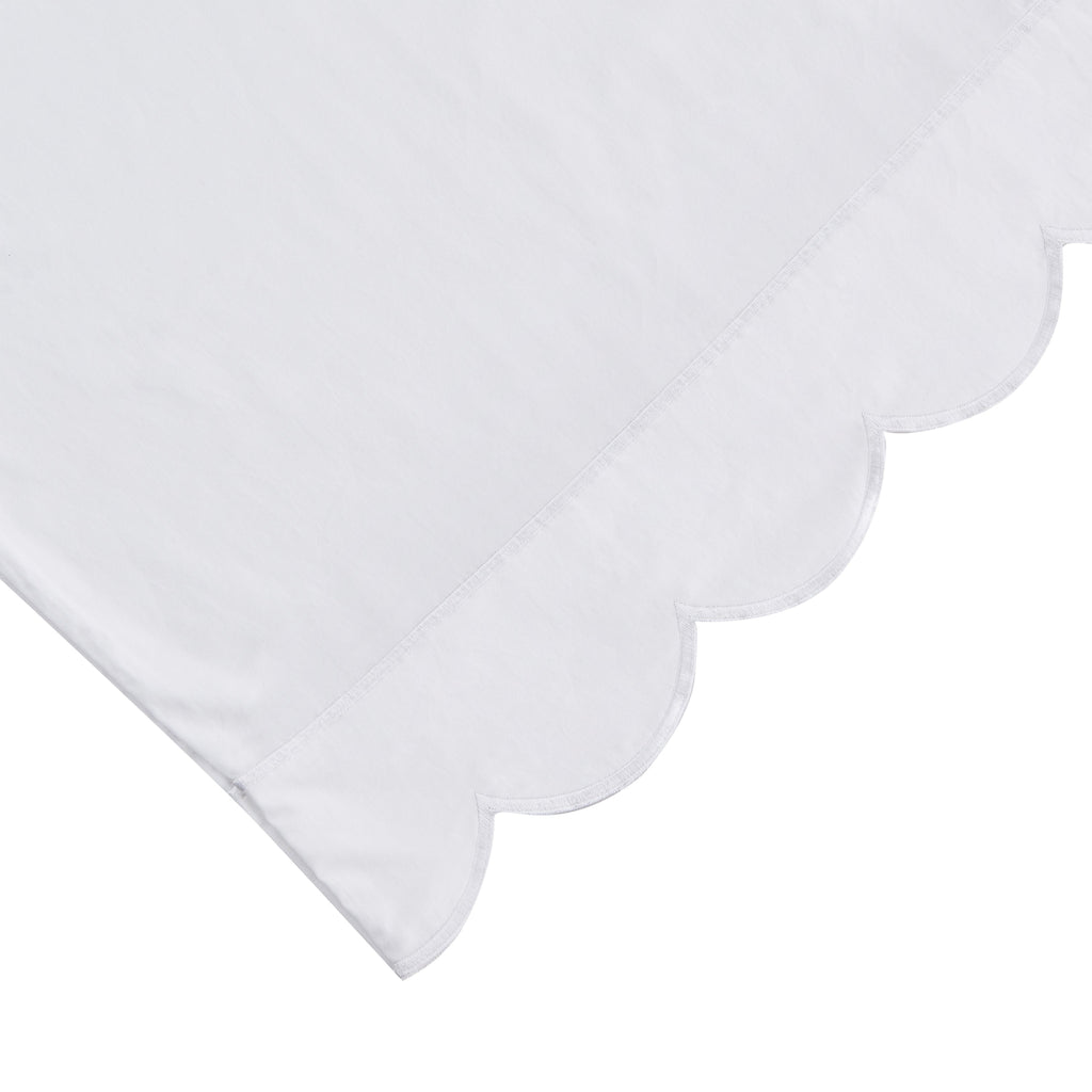 Scallop Frame Embroidered Cotton Percale Pillowcase, Set of 2 - The Well Appointed House 