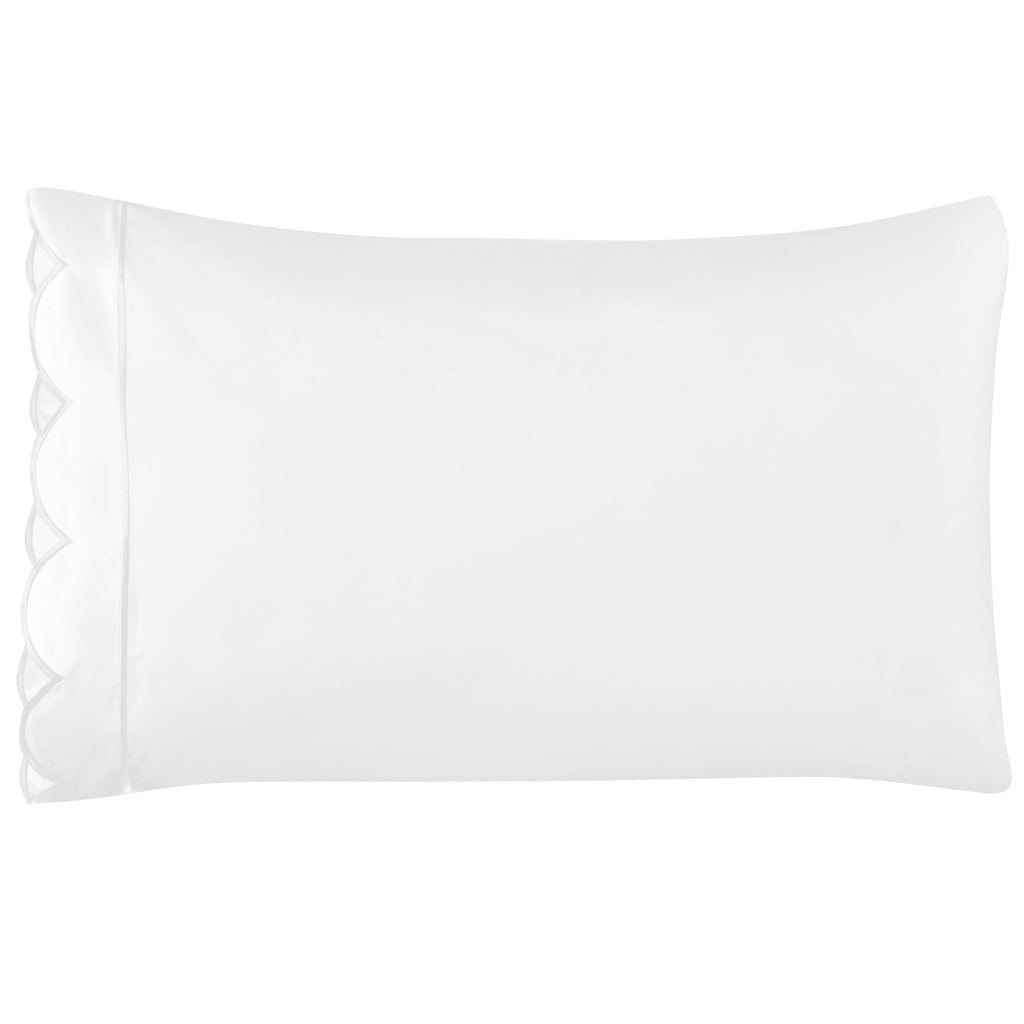 Scallop Frame Embroidered Cotton Percale Sheet Set - The Well Appointed House 