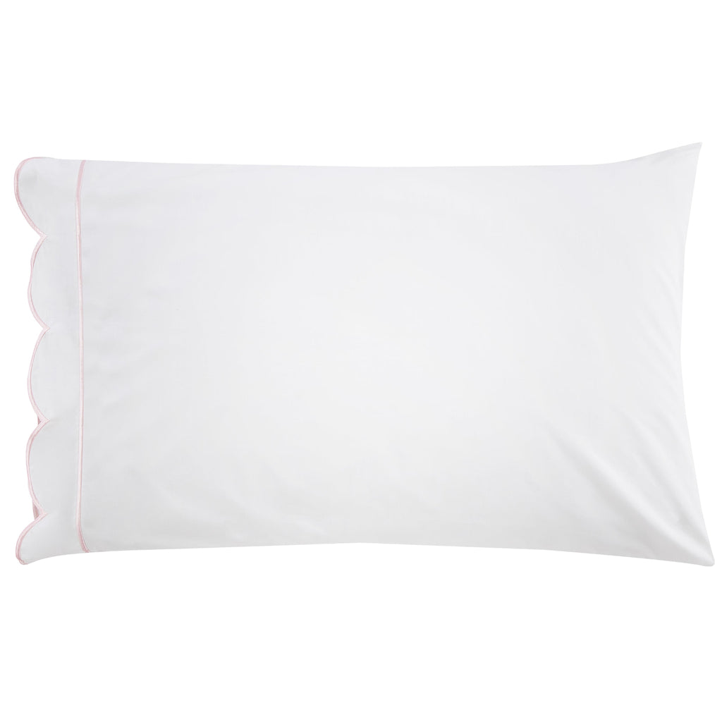 Scallop Frame Embroidered Cotton Percale Sheet Set - The Well Appointed House 