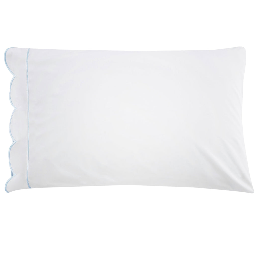Scallop Frame Embroidered Cotton Percale Sheet Set - The Well Appointed House 