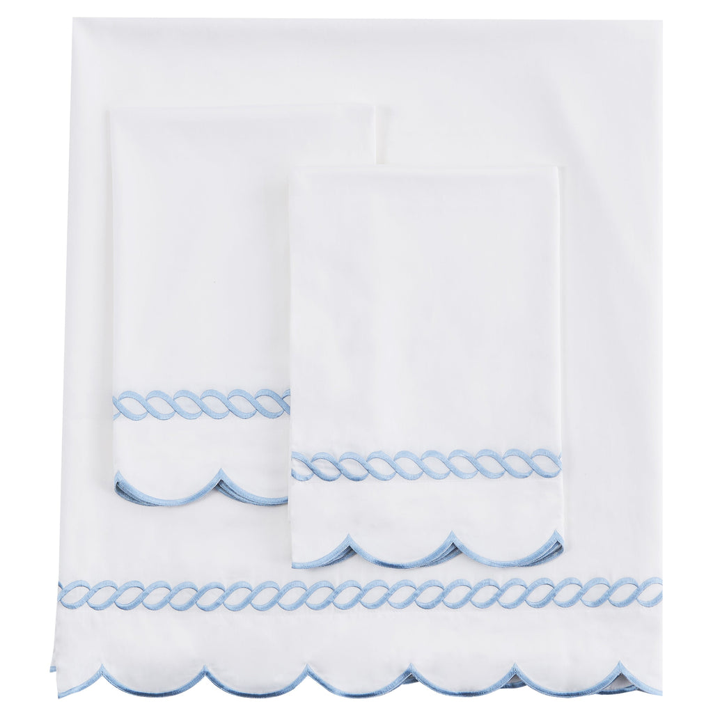 Scallop Rope Embroidered Cotton Sheet Set - The Well Appointed House 