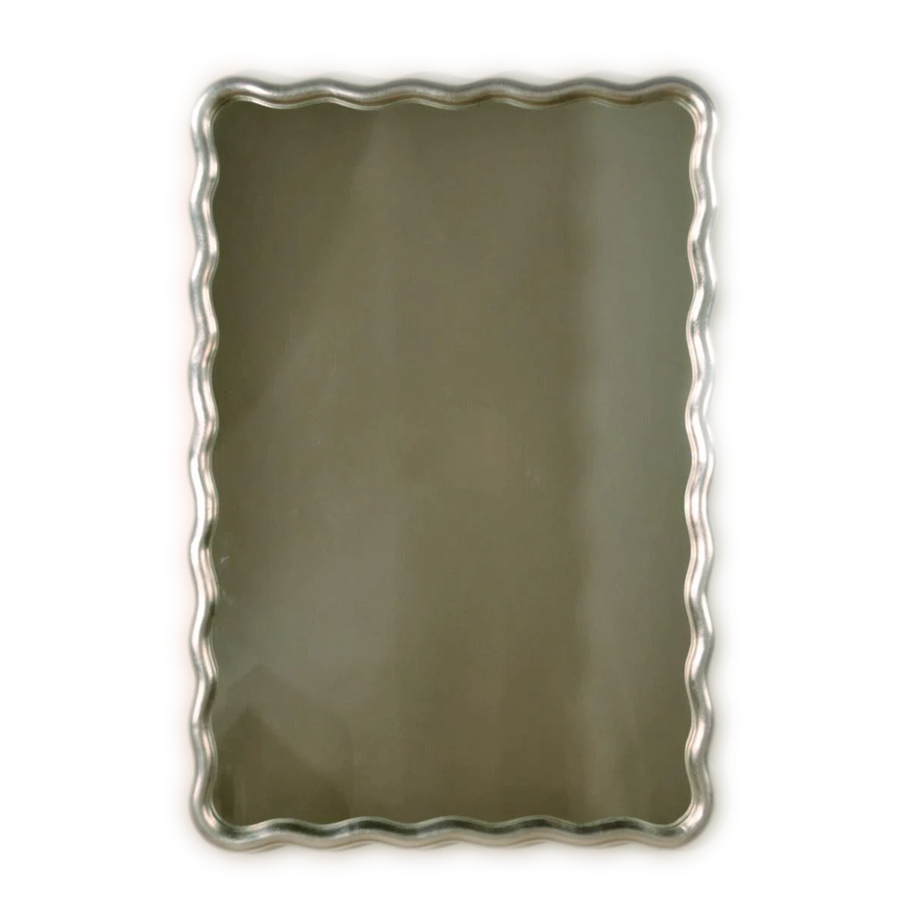 Scalloped Rectangle Wall Mirror in Sterling Silver Leaf - Wall Mirrors - The Well Appointed House