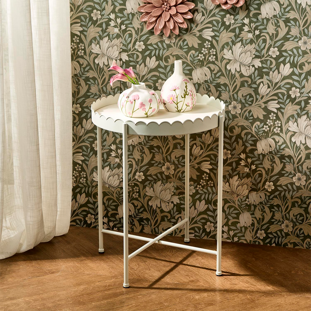 Scalloped Edge Round Side Accent Table - The Well Appointed House