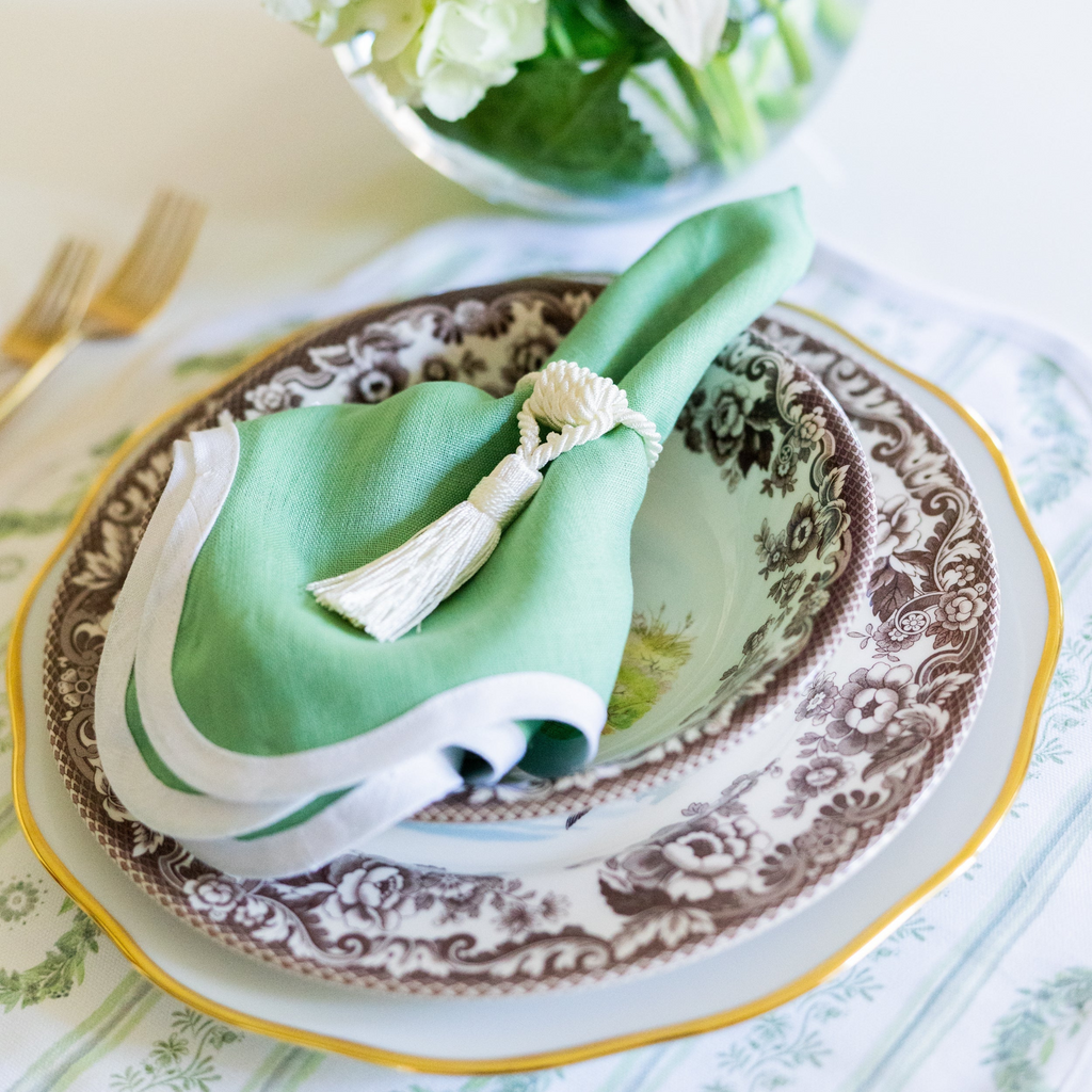 Scalloped Square Table Linen, Garden Green - The Well Appointed House