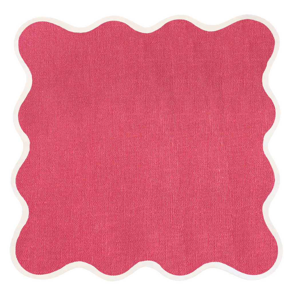 Scalloped Square Table Linen, Hibiscus Pink - The Well Appointed House