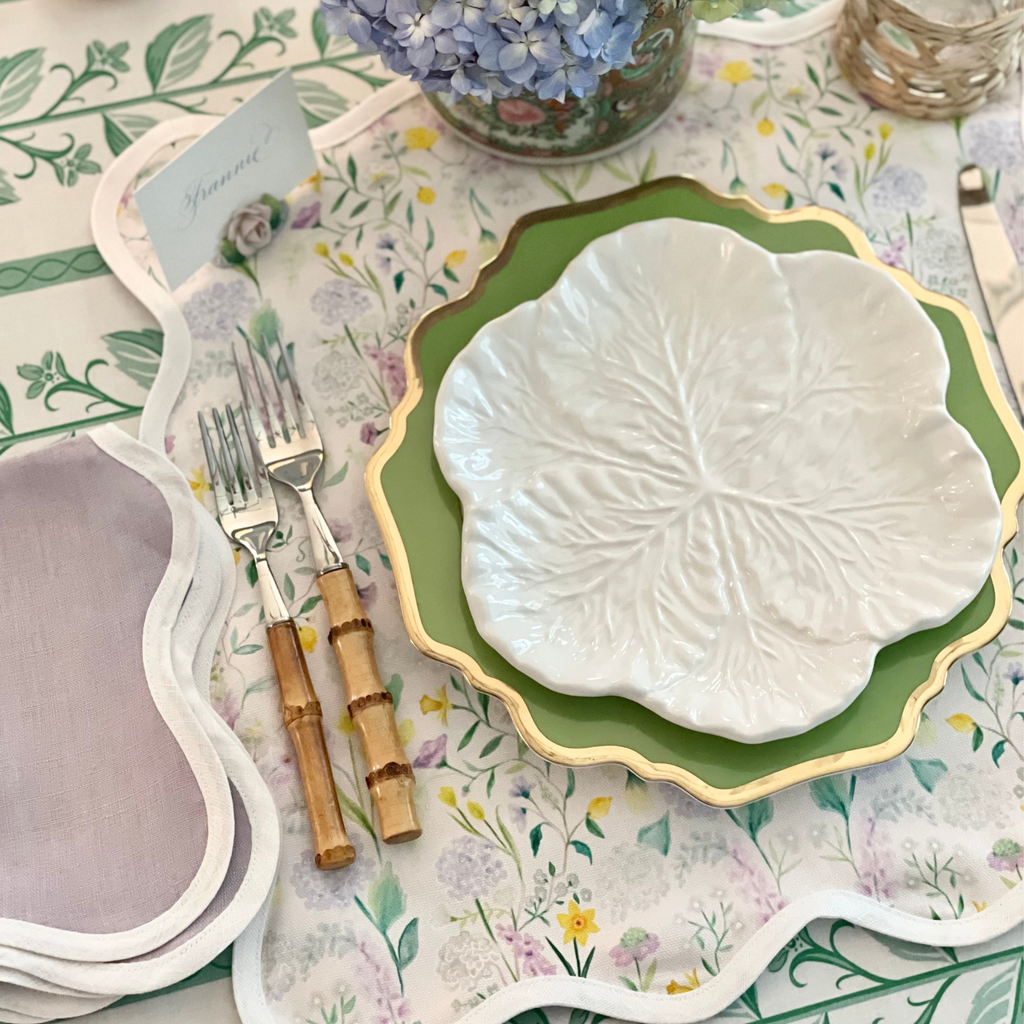 Scalloped Square Table Linen, Lavender - The Well Appointed House
