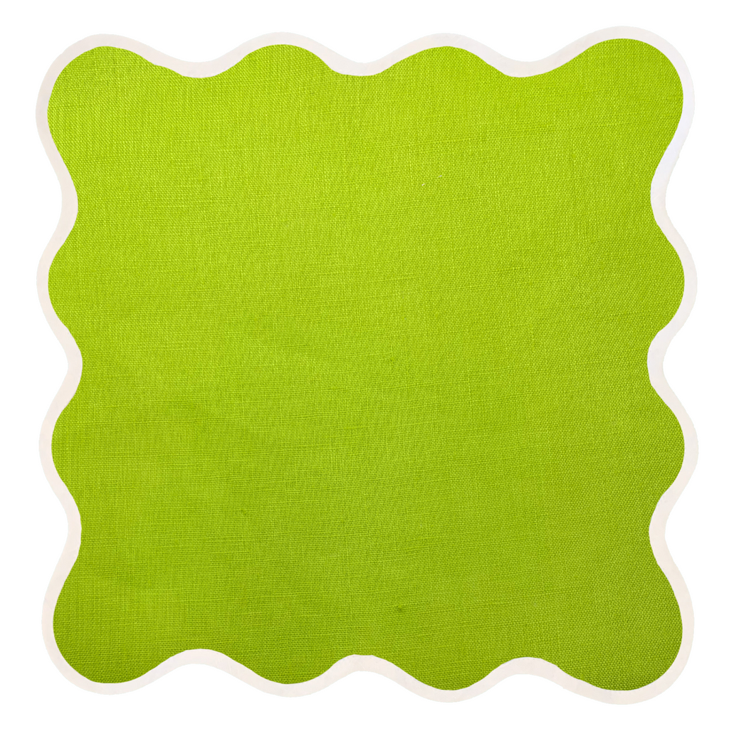 Scalloped Square Table Linen, Lime - The Well Appointed House