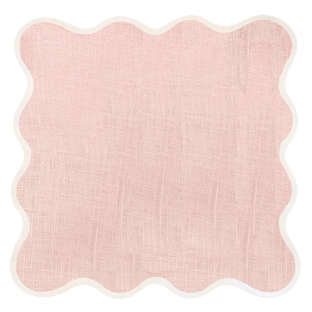 Scalloped Square Table Linen, Peony Pink - The Well Appointed House