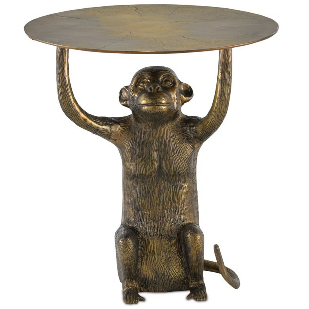 Seated Ape Accent Table In Antique Gold - The Well Appointed House 