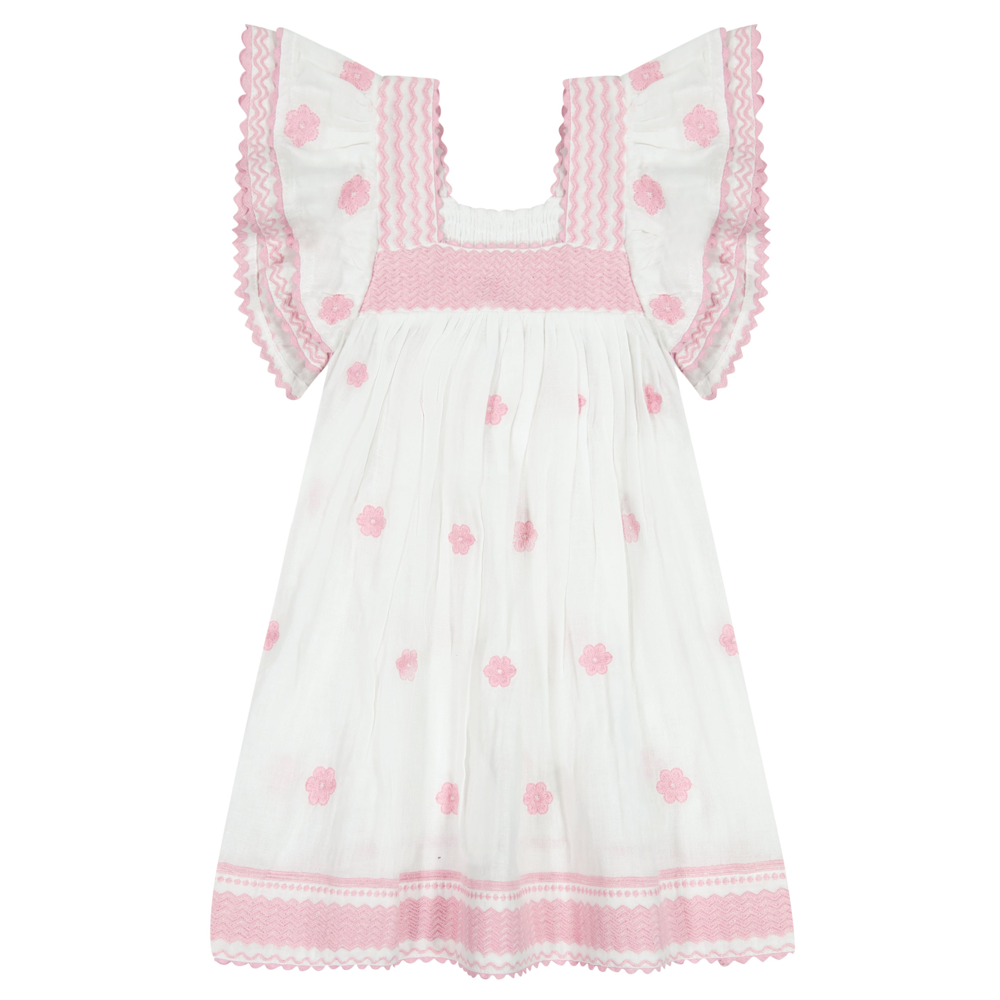 Mer St. Barth Serena Girl's Tassel Dress White Pink Frangipani at Nordstrom, Size 8 Mer St. Barth Serena Girl's Tassel Dress White Pink Frangipani at Nordstrom, Size 8