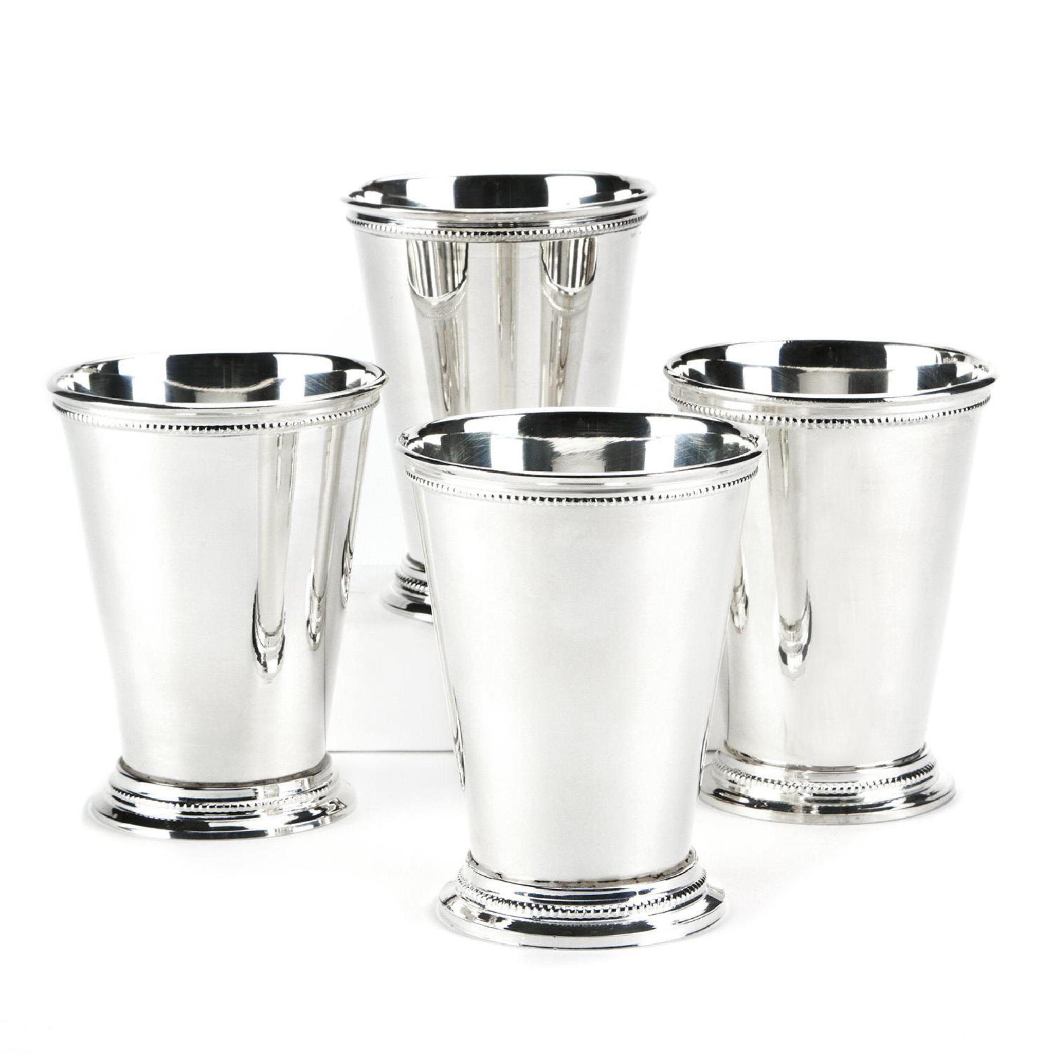Set of 4 Lacquered Silver-Plated Mint Julep Vases