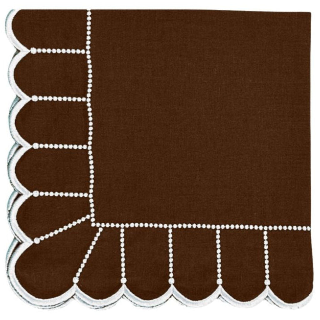 Set of 4 Pippa Linen Napkin in Cocoa and White - The Well Appointed House 