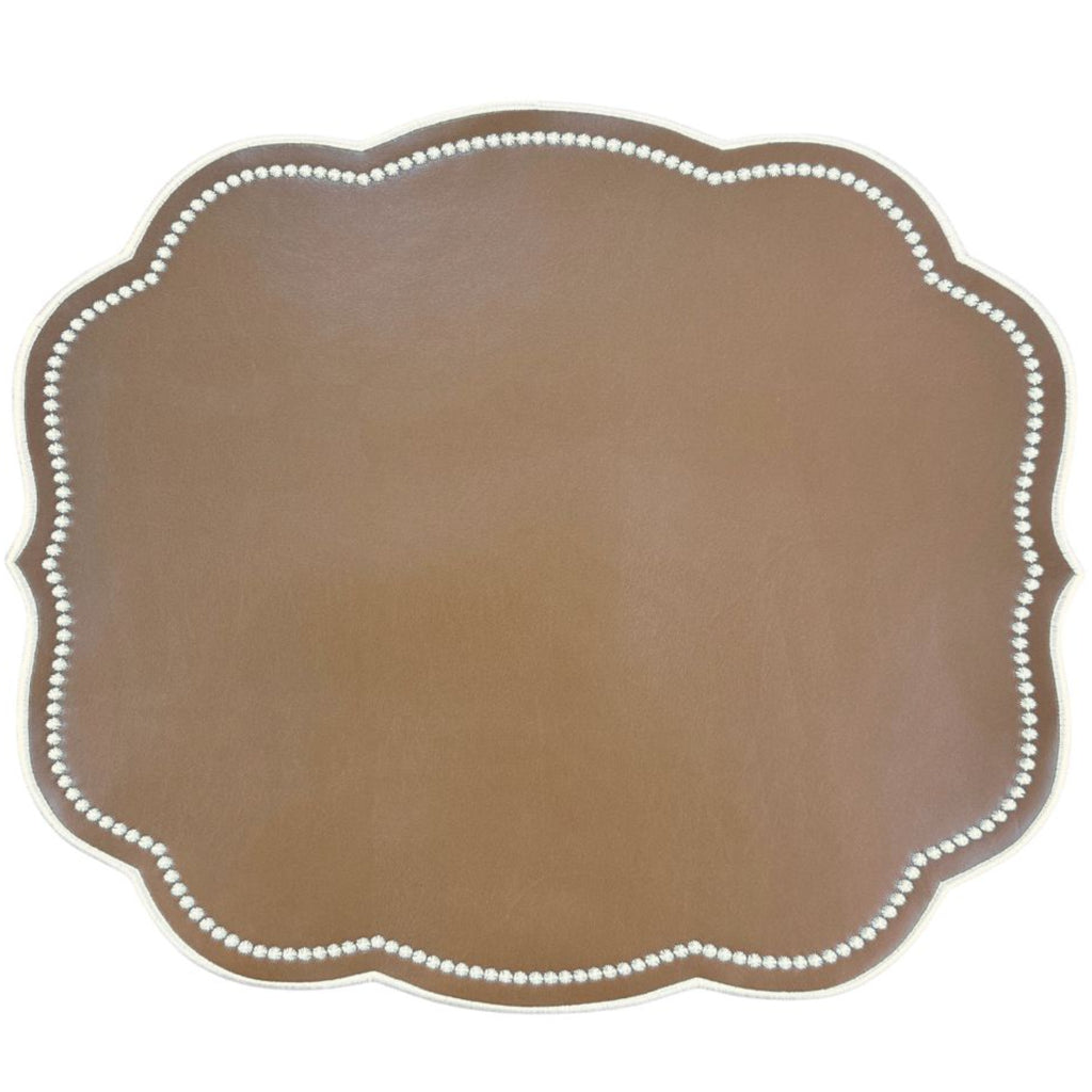 Set of 4 Vegan Leather Charlotte Placemats in Light Cocoa - The Well Appointed House 