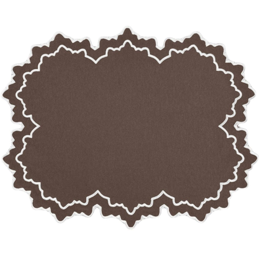 Set of 4 Whitley Placemat in Cocoa and White - The Well Appointed House 