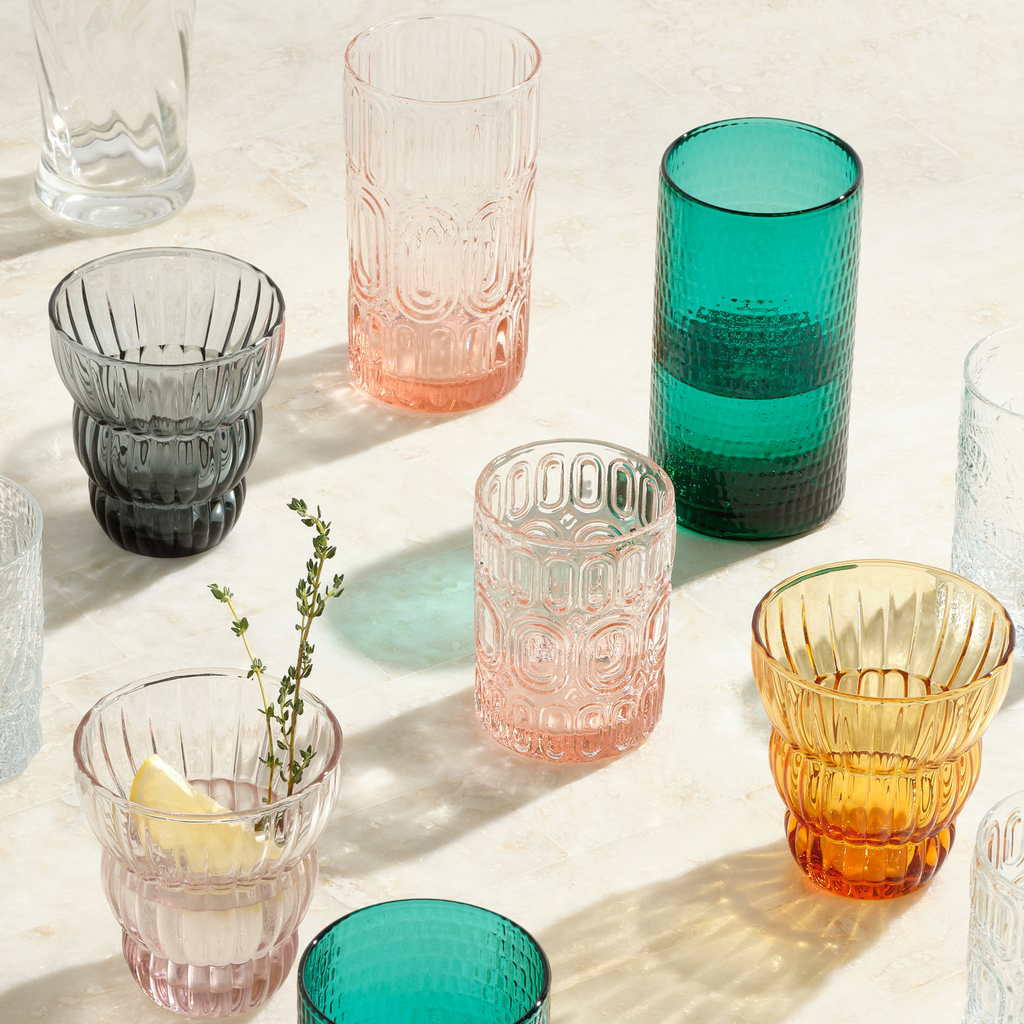 Set of 6 Aaron Pink Hand Blown Highball Glasses - The Well Appointed House
