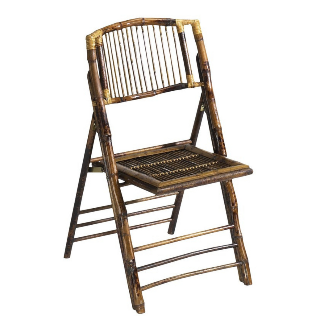 Set of Four Rattan Folding Chairs in Glossy Tortoise Finish - The Well Appointed House
