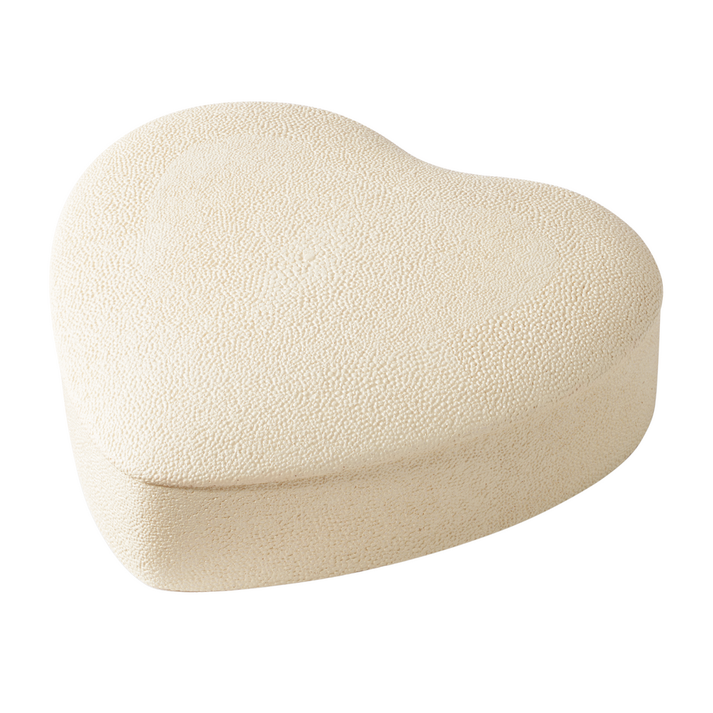 Shagreen Heart Jewelry Box, Cream - The Well Appointed House