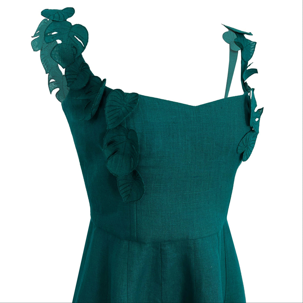 green emerald velvet dress Green Monstera Corset Eyelet Maxi Dress – FARM Rio