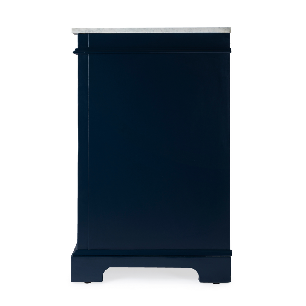 Single Sink Carrera Marble Topped Navy Blue Vanity - The Well Appointed House
