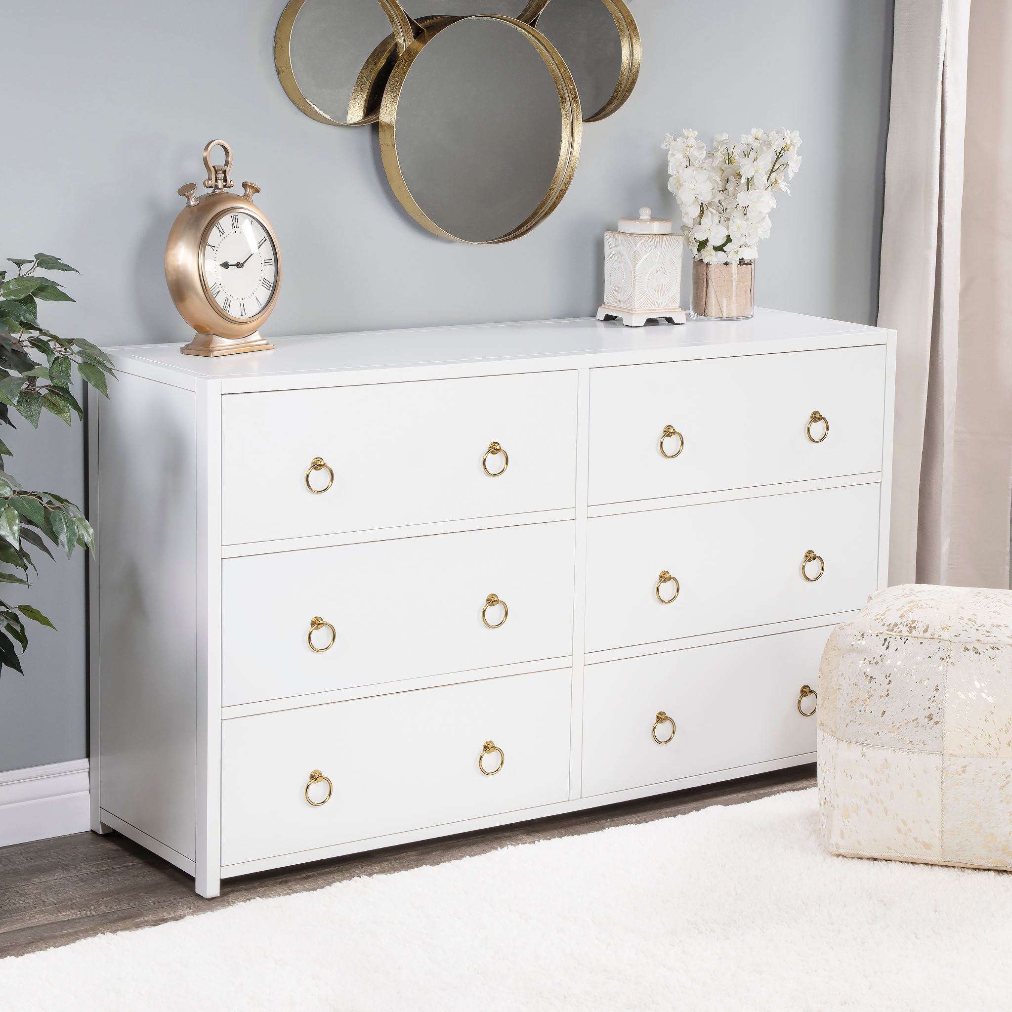 Butler Lark 6 Drawer White Dresser