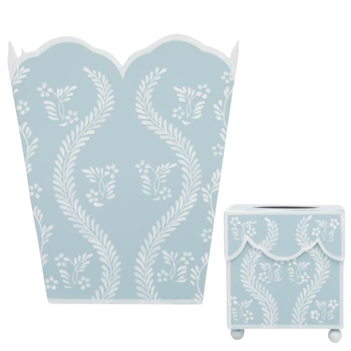 Sky Blue Square Trellis Wastepaper Basket & Tissue Holder – The